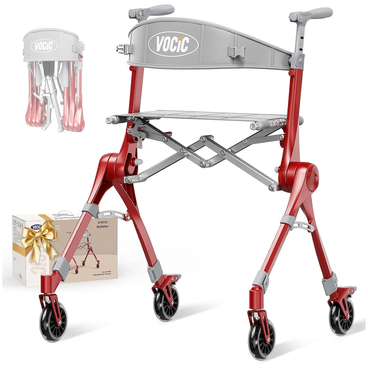 VOCIC Z35 Super Lightweight Rollator: Less than 6kg Backpack sized rollator