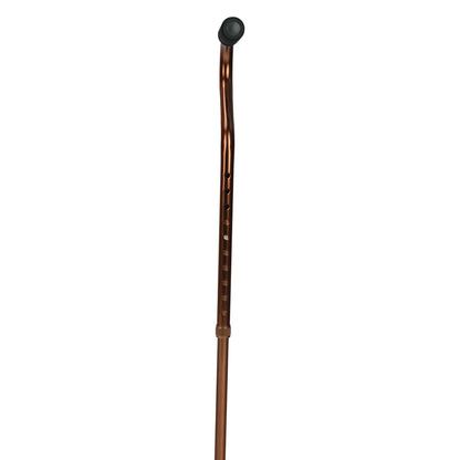 A single crutch-style walking cane with a metallic bronze-brown shaft, black adjustment dials, and a black rubberized tip, shown vertically against a plain white background.