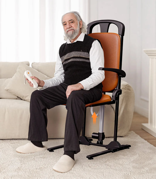 Man using a ergonomic chair in a living room.